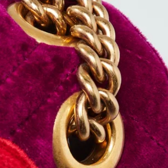 Gucci GG Marmont Velvet Matelassé Loved Embroidered Medium Shoulder Bag. - Picture 9 of 16